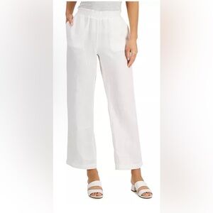 NWT Charter Club Luxury Linen Wide-Leg White Pants
